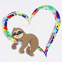 Sloth Sleep On Heart Puzzle Sloth Lover Autism Awareness Button