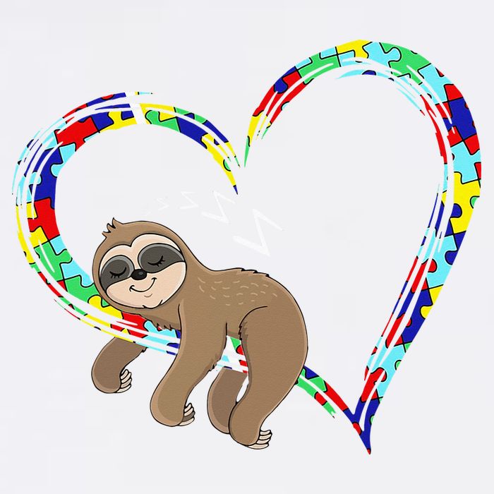 Sloth Sleep On Heart Puzzle Sloth Lover Autism Awareness Button