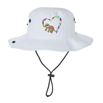 Sloth Sleep On Heart Puzzle Sloth Lover Autism Awareness Bucket Hat