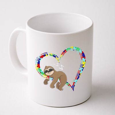 Sloth Sleep On Heart Puzzle Sloth Lover Autism Awareness Mug