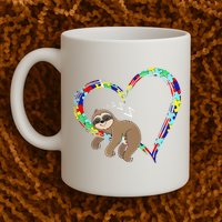 Sloth Sleep On Heart Puzzle Sloth Lover Autism Awareness Mug