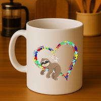 Sloth Sleep On Heart Puzzle Sloth Lover Autism Awareness Mug