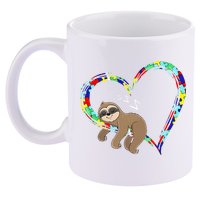 Sloth Sleep On Heart Puzzle Sloth Lover Autism Awareness 11oz C Handle Ceramic Mug