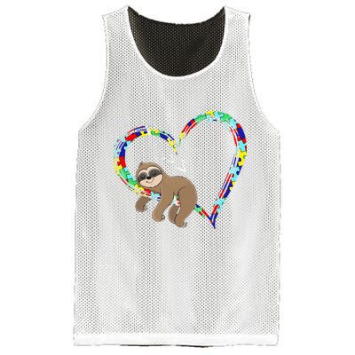 Sloth Sleep On Heart Puzzle Sloth Lover Autism Awareness Mesh Reversible Basketball Jersey Tank