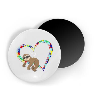 Sloth Sleep On Heart Puzzle Sloth Lover Autism Awareness Magnet