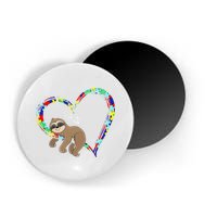 Sloth Sleep On Heart Puzzle Sloth Lover Autism Awareness Magnet