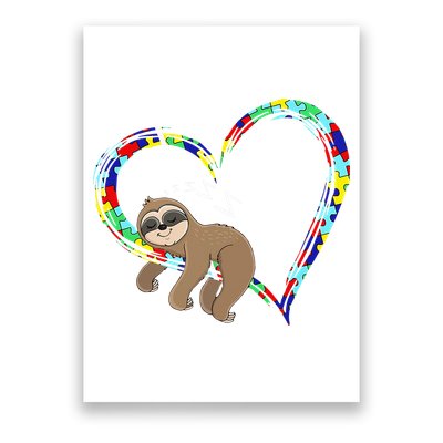Sloth Sleep On Heart Puzzle Sloth Lover Autism Awareness Poster