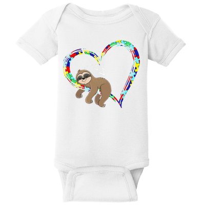 Sloth Sleep On Heart Puzzle Sloth Lover Autism Awareness Baby Bodysuit