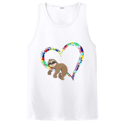 Sloth Sleep On Heart Puzzle Sloth Lover Autism Awareness PosiCharge Competitor Tank