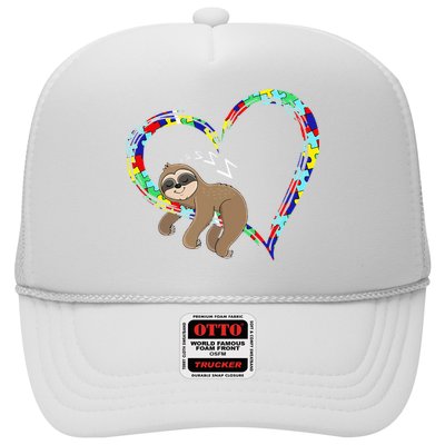 Sloth Sleep On Heart Puzzle Sloth Lover Autism Awareness Trucker Hat