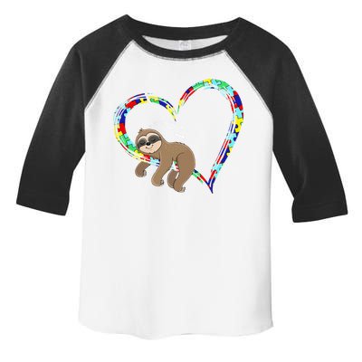Sloth Sleep On Heart Puzzle Sloth Lover Autism Awareness Toddler Fine Jersey T-Shirt