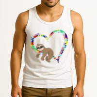 Sloth Sleep On Heart Puzzle Sloth Lover Autism Awareness Tank Top