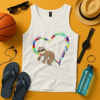 Sloth Sleep On Heart Puzzle Sloth Lover Autism Awareness Tank Top