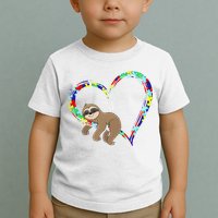 Sloth Sleep On Heart Puzzle Sloth Lover Autism Awareness Toddler T-Shirt