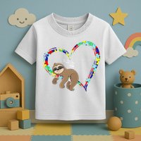 Sloth Sleep On Heart Puzzle Sloth Lover Autism Awareness Toddler T-Shirt