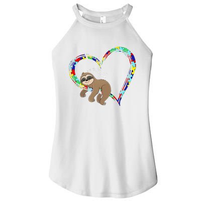 Sloth Sleep On Heart Puzzle Sloth Lover Autism Awareness Women’s Perfect Tri Rocker Tank