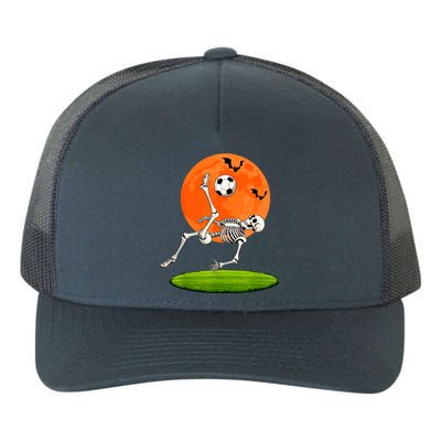 Soccer Skeleton Overhead Kick Soccer Player Halloween Moon Yupoong Adult 5-Panel Trucker Hat