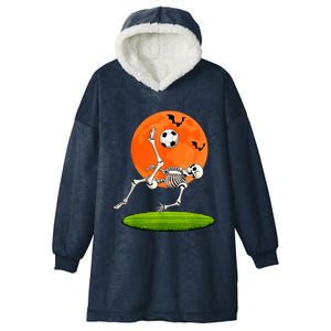 Soccer Skeleton Overhead Kick Soccer Player Halloween Moon Hooded Wearable Blanket