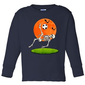 Soccer Skeleton Overhead Kick Soccer Player Halloween Moon Toddler Long Sleeve Shirt