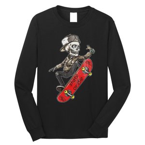 Skateboarder Skate Or Die Skeleton Skater Skateboard Gift Long Sleeve Shirt