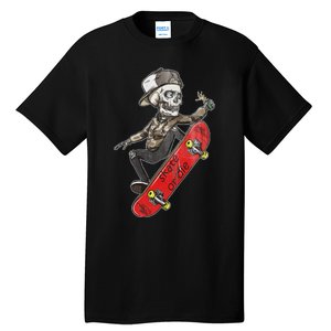 Skateboarder Skate Or Die Skeleton Skater Skateboard Gift Tall T-Shirt