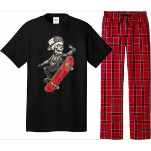 Skateboarder Skate Or Die Skeleton Skater Skateboard Gift Pajama Set