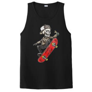 Skateboarder Skate Or Die Skeleton Skater Skateboard Gift PosiCharge Competitor Tank