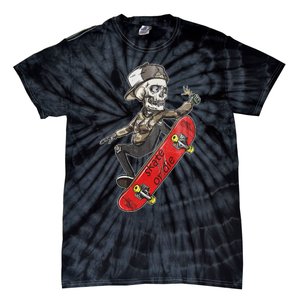 Skateboarder Skate Or Die Skeleton Skater Skateboard Gift Tie-Dye T-Shirt