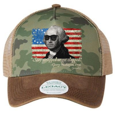 Stay strapped or get clapped George Washington 4th of July Legacy Tie Dye Trucker Hat