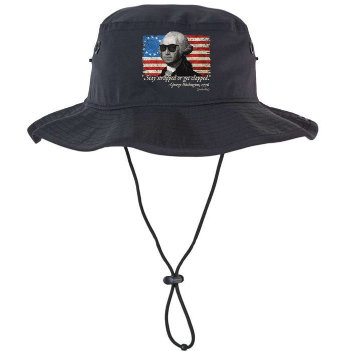 Stay strapped or get clapped George Washington 4th of July Bucket Hat