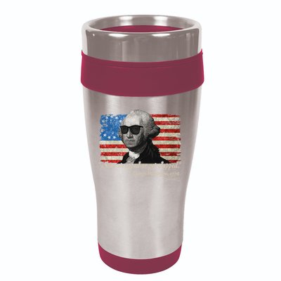 Stay strapped or get clapped George Washington 4th of July 16oz Travel Tumbler