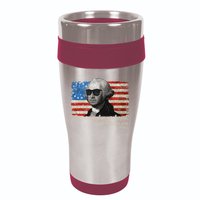 Stay strapped or get clapped George Washington 4th of July 16oz Travel Tumbler