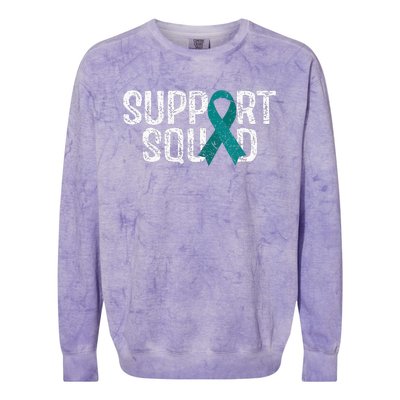 Support Squad Ovarian Cancer Awareness Colorblast Crewneck Sweatshirt