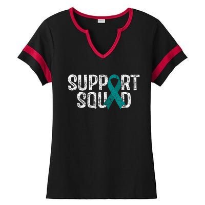 Support Squad Ovarian Cancer Awareness Ladies Halftime Notch Neck Tee