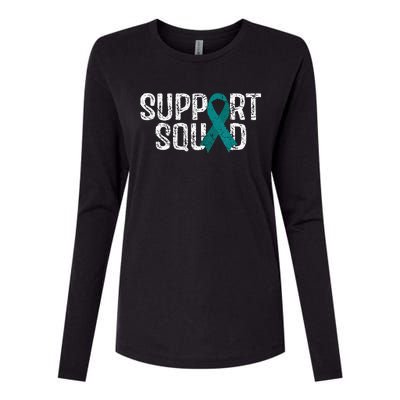 Support Squad Ovarian Cancer Awareness Womens Cotton Relaxed Long Sleeve T-Shirt