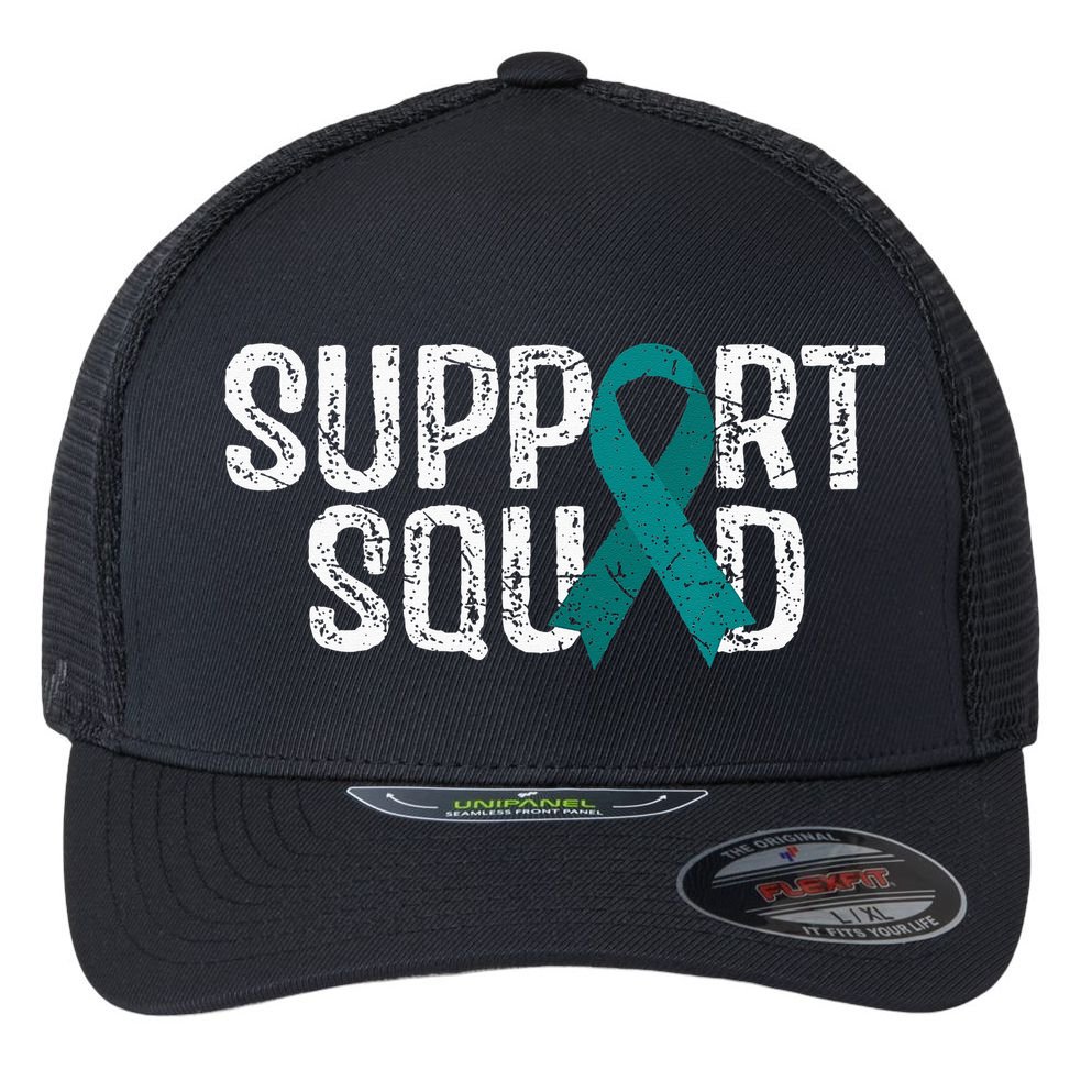 Support Squad Ovarian Cancer Awareness Flexfit Unipanel Trucker Cap