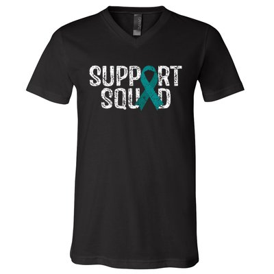 Support Squad Ovarian Cancer Awareness V-Neck T-Shirt