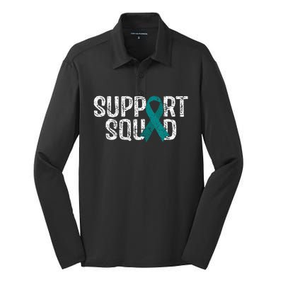 Support Squad Ovarian Cancer Awareness Silk Touch Performance Long Sleeve Polo