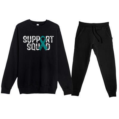 Support Squad Ovarian Cancer Awareness Premium Crewneck Sweatsuit Set