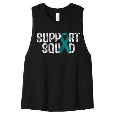 Support Squad Ovarian Cancer Awareness Women's Racerback Cropped Tank