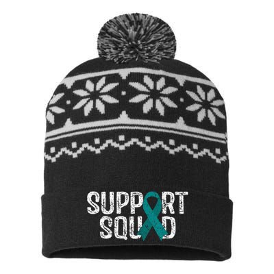 Support Squad Ovarian Cancer Awareness USA-Made Snowflake Beanie