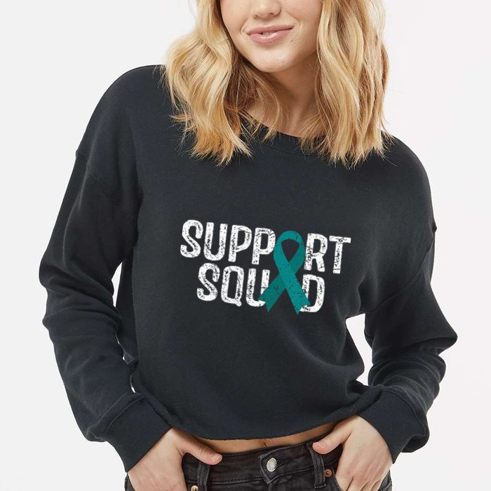 Support Squad Ovarian Cancer Awareness Cropped Pullover Crew