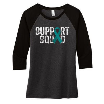 Support Squad Ovarian Cancer Awareness Women's Tri-Blend 3/4-Sleeve Raglan Shirt