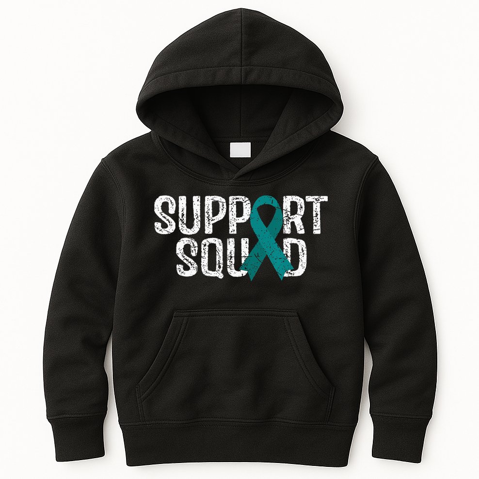 Support Squad Ovarian Cancer Awareness Kids Hoodie