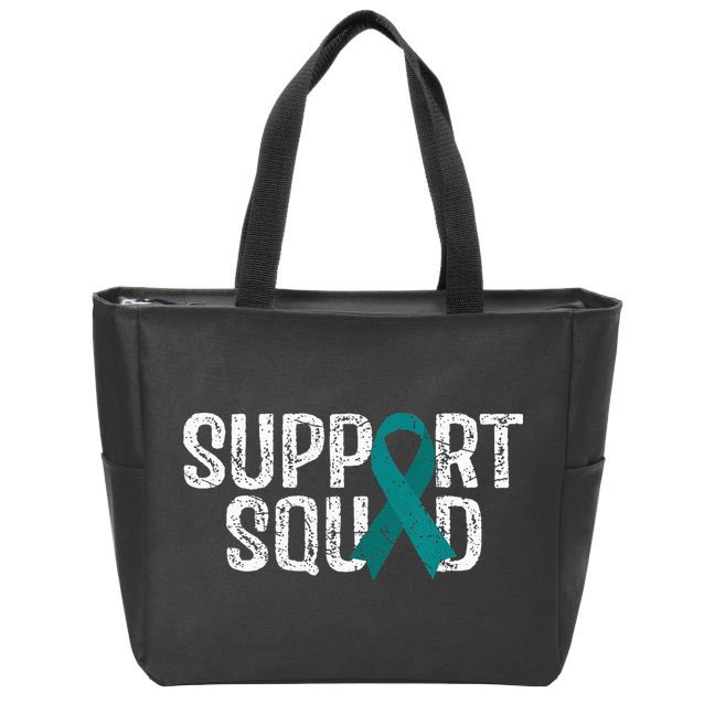 Support Squad Ovarian Cancer Awareness Zip Tote Bag