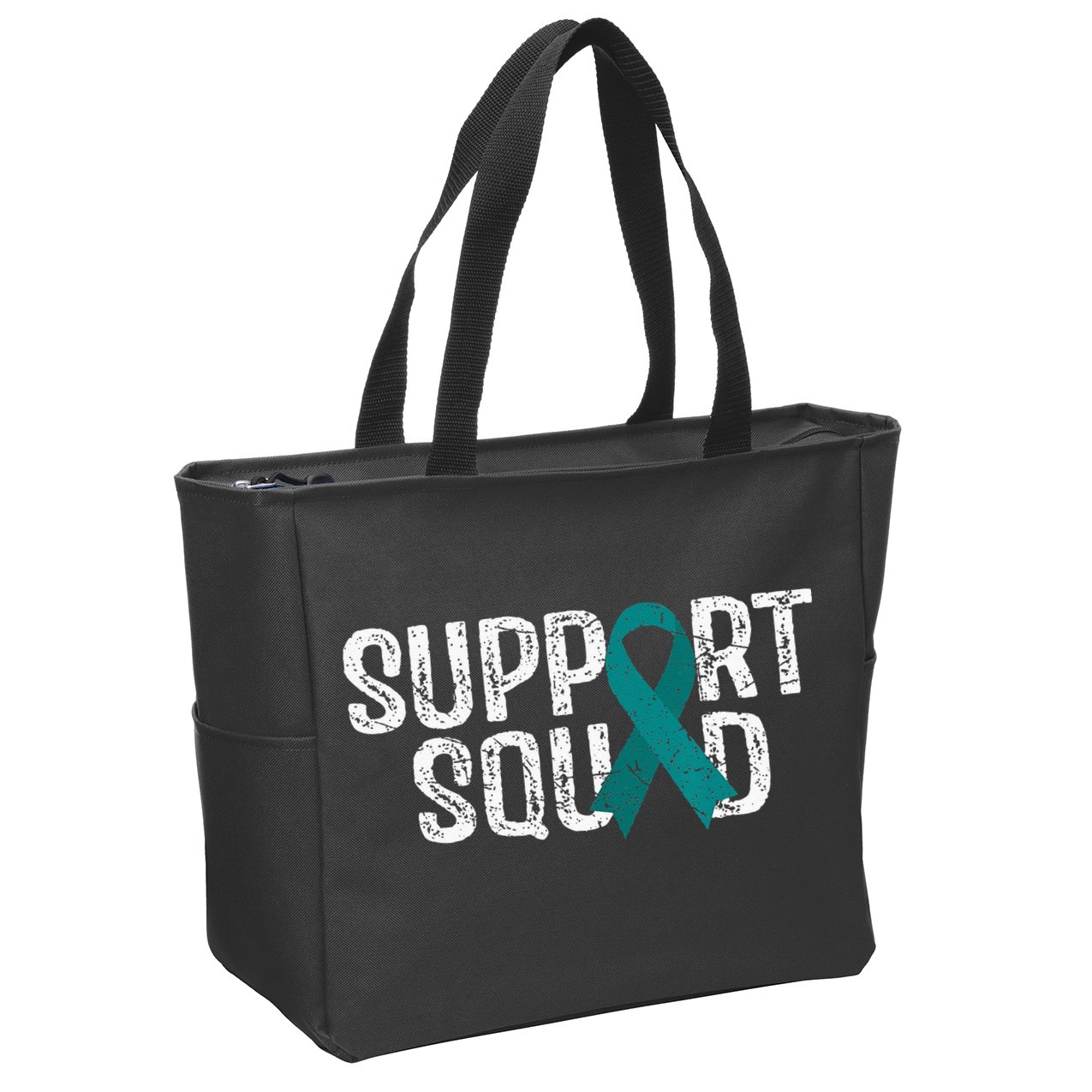 Support Squad Ovarian Cancer Awareness Zip Tote Bag