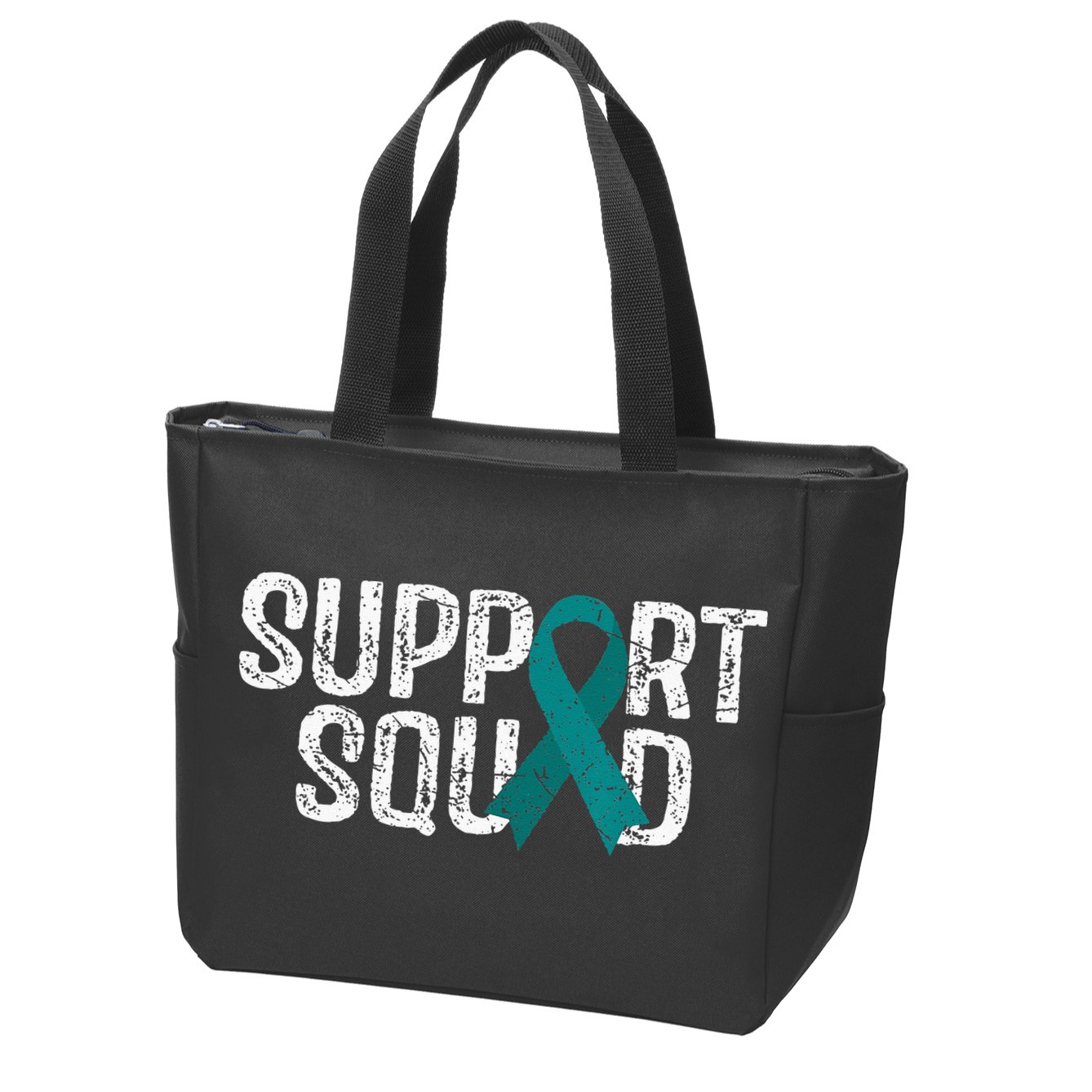 Support Squad Ovarian Cancer Awareness Zip Tote Bag