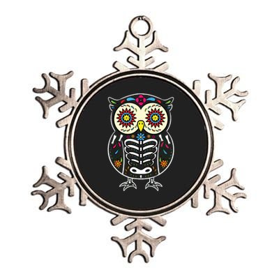 Sugar Skull Owl Dia De Los Muertos Halloween Metallic Star Ornament