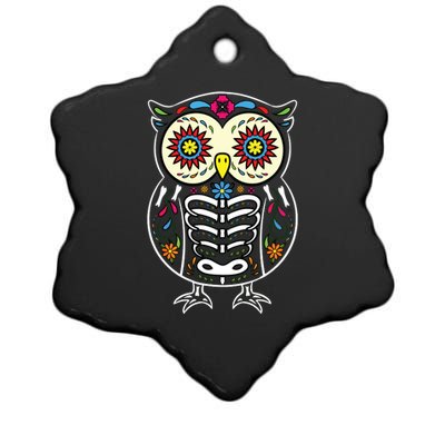 Sugar Skull Owl Dia De Los Muertos Halloween Ceramic Star Ornament