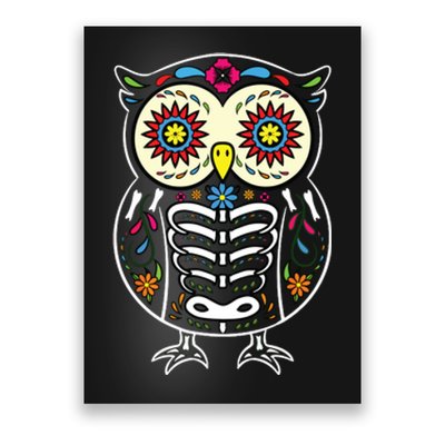 Sugar Skull Owl Dia De Los Muertos Halloween Poster